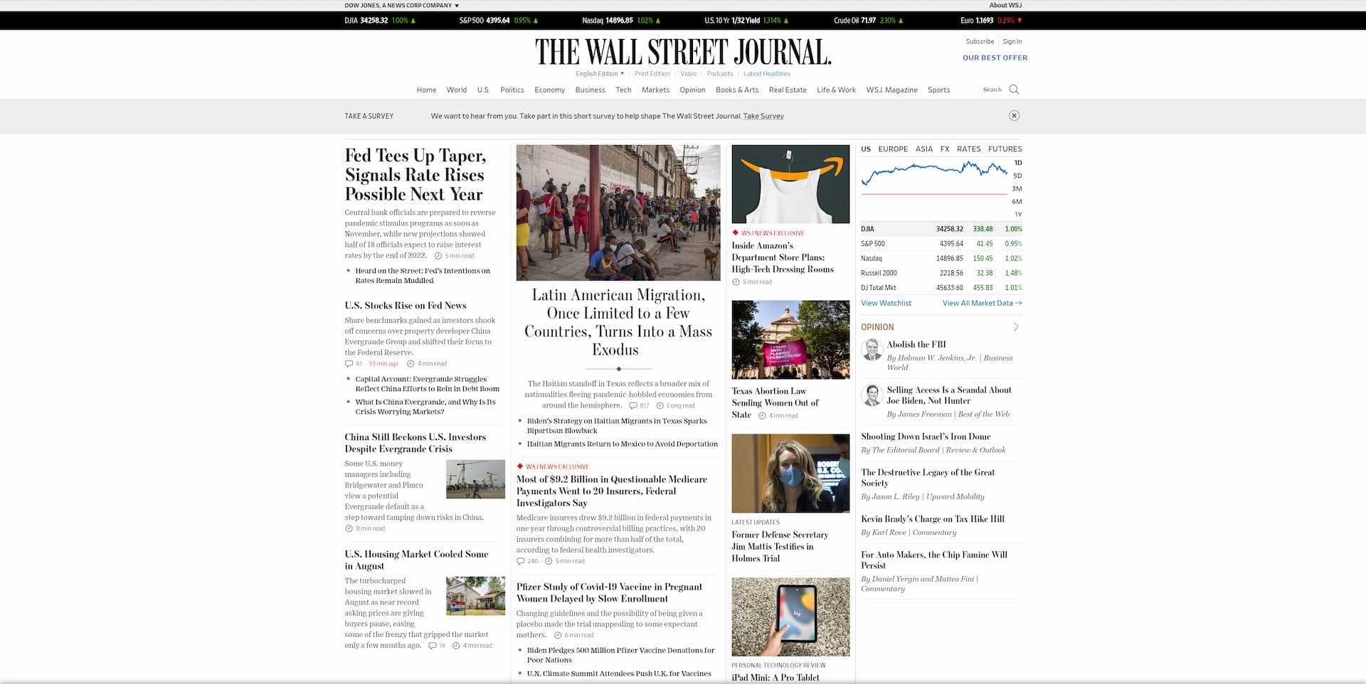 Screenshot of The Wall Street Journal