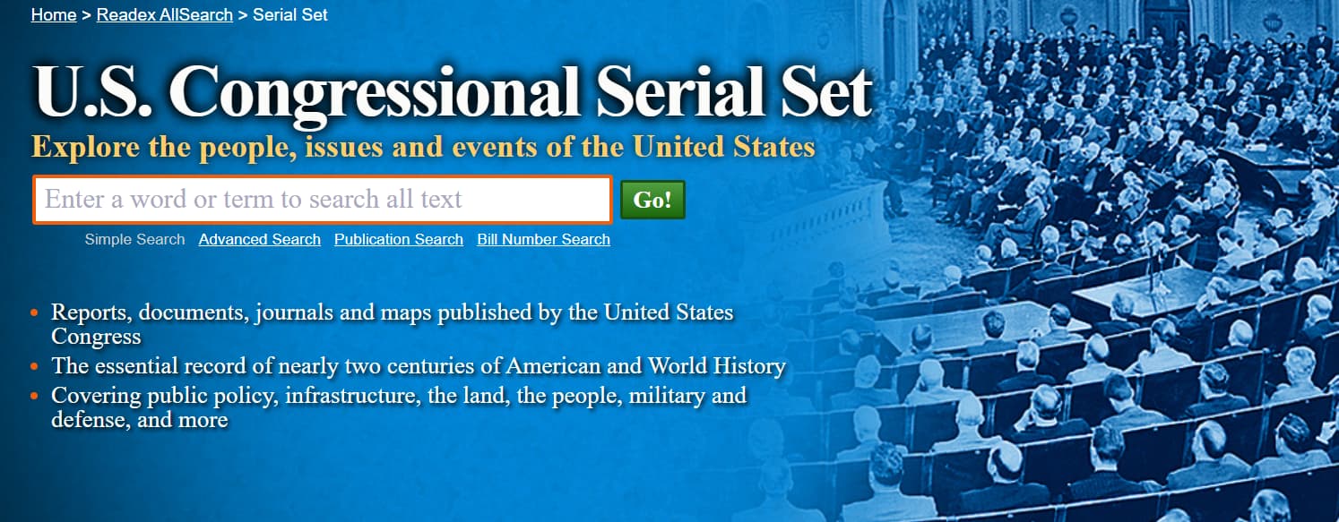 Screenshot of Serial Set search interface