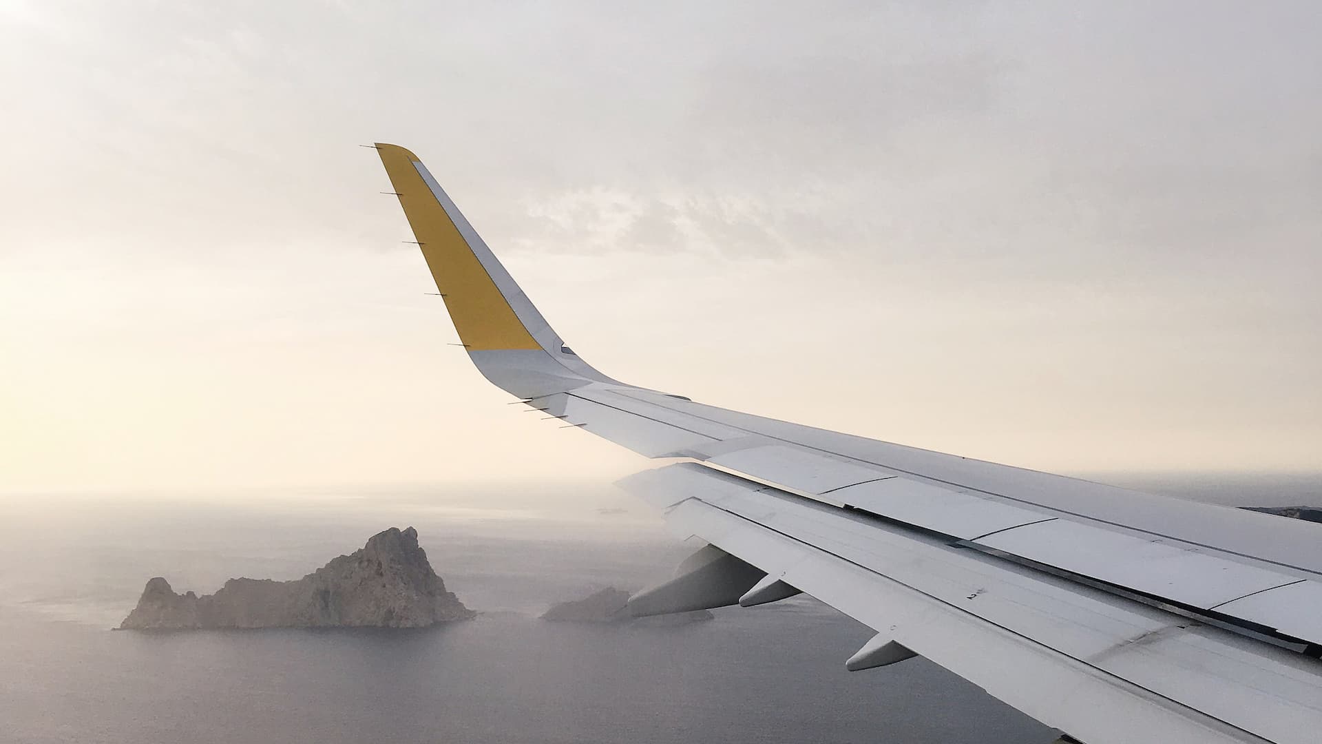 Wing of commercial airline passenger jet.