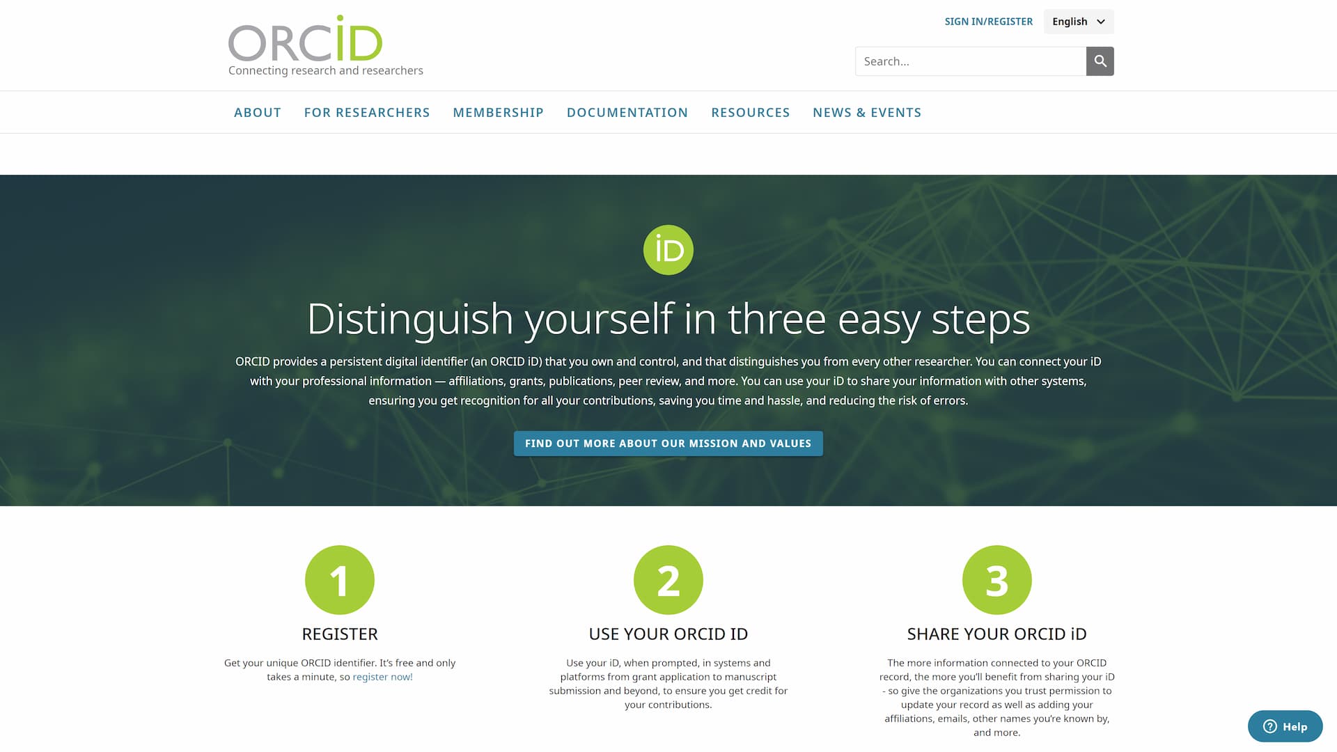 ORCID homepage